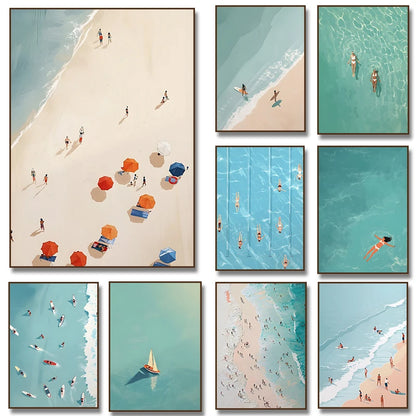 Modern Summer Girl Swimming Pool Party Canvas Poster
