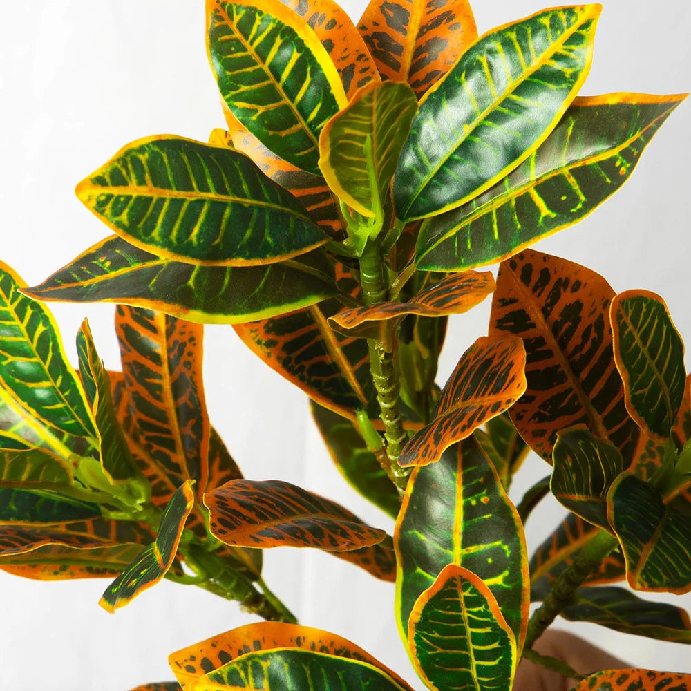 24-41cm Artificial Croton Plant – Realistic Tropical Green Tree Decor