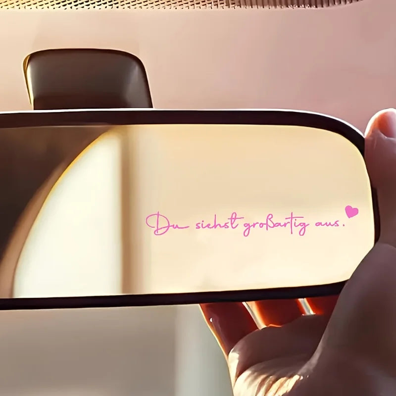 "You look great" car decal, encouraging rearview mirror decorative sticker (6pcs/1 set), die-cut waterproof vinyl material