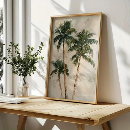 Vibrant Green & Beige Botanical Palm Leaf Canvas Wall Art