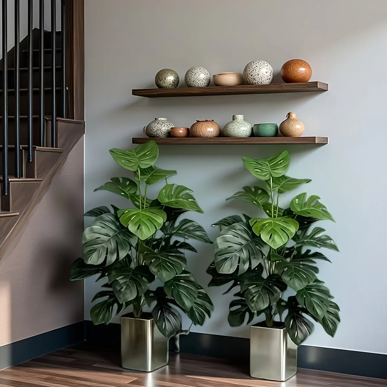 2pc Premium Nordic Artificial Monstera Plant (12/18 Leaves)