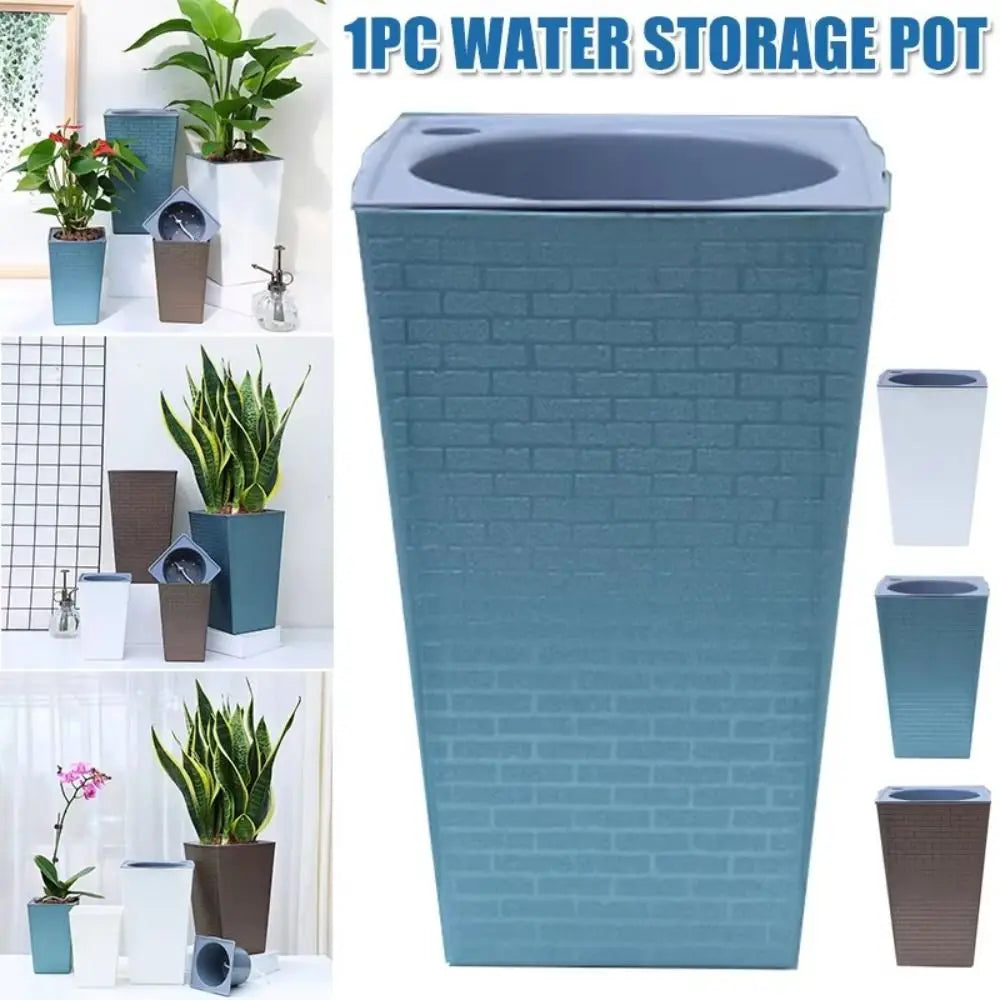 Plastic Bonsai Flowerpot Brick Pattern Self-absorbing Water Balcony Plant Pot Square Shape Plant Growth Cultivation Pot