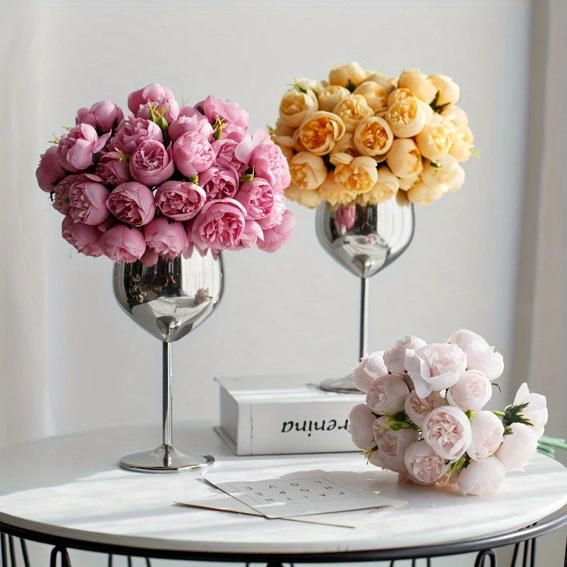 27-Heads Premium Silk Artificial Peony Bridal Bouquet