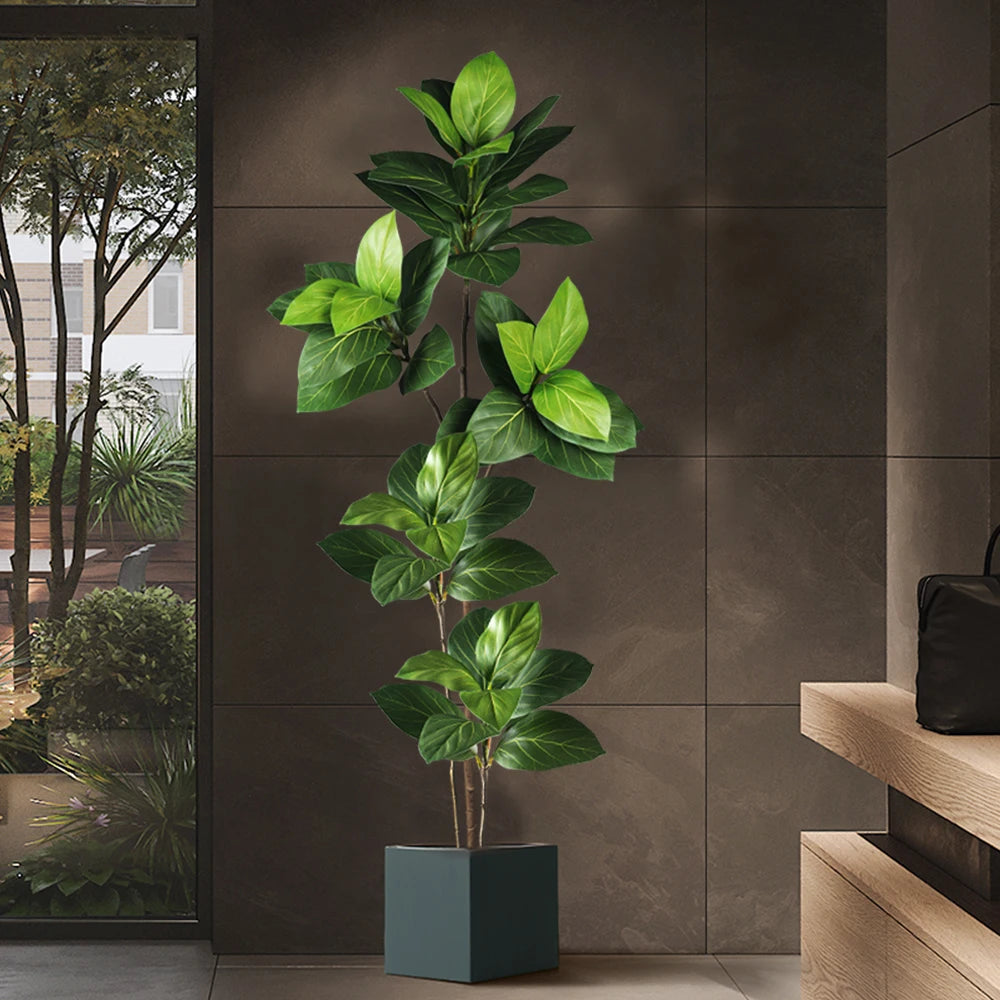 70-130cm Artificial Ficus Tree Plastic Rubber Tree Branch Tropical  Monstera Fake Magnolia Leaves For Home Office Wedding Decor