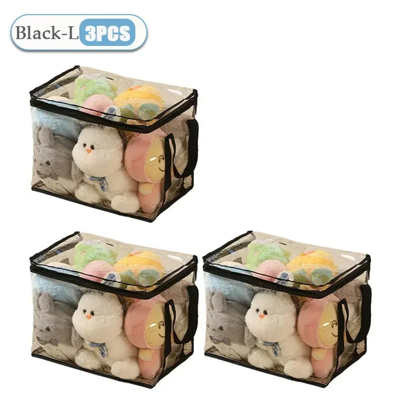 1/3/5PCS Transparent Toy Storage Box Large Capacity Waterproof Dustproof Folding Organizer Bag for Home Closet Bedroom Supplies