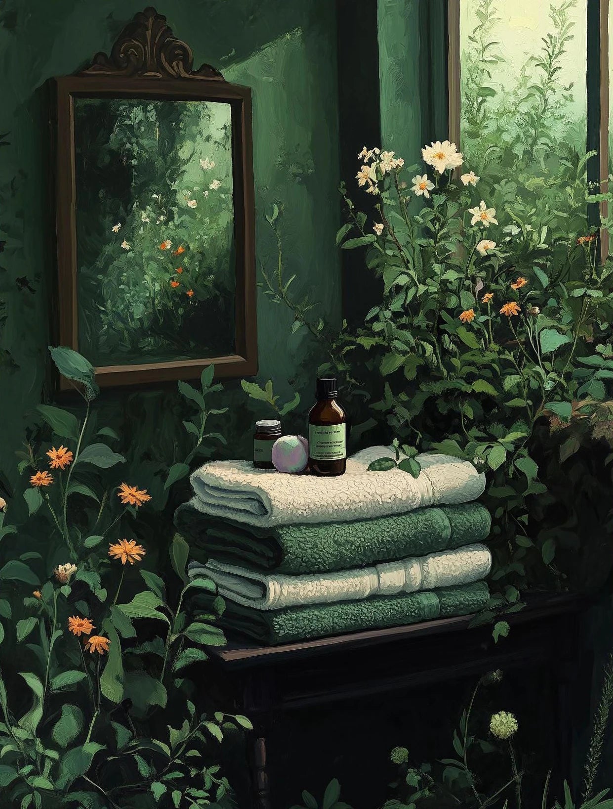 Retro Gothic Botanical Bathroom Wall Art 🖤🌿🦆