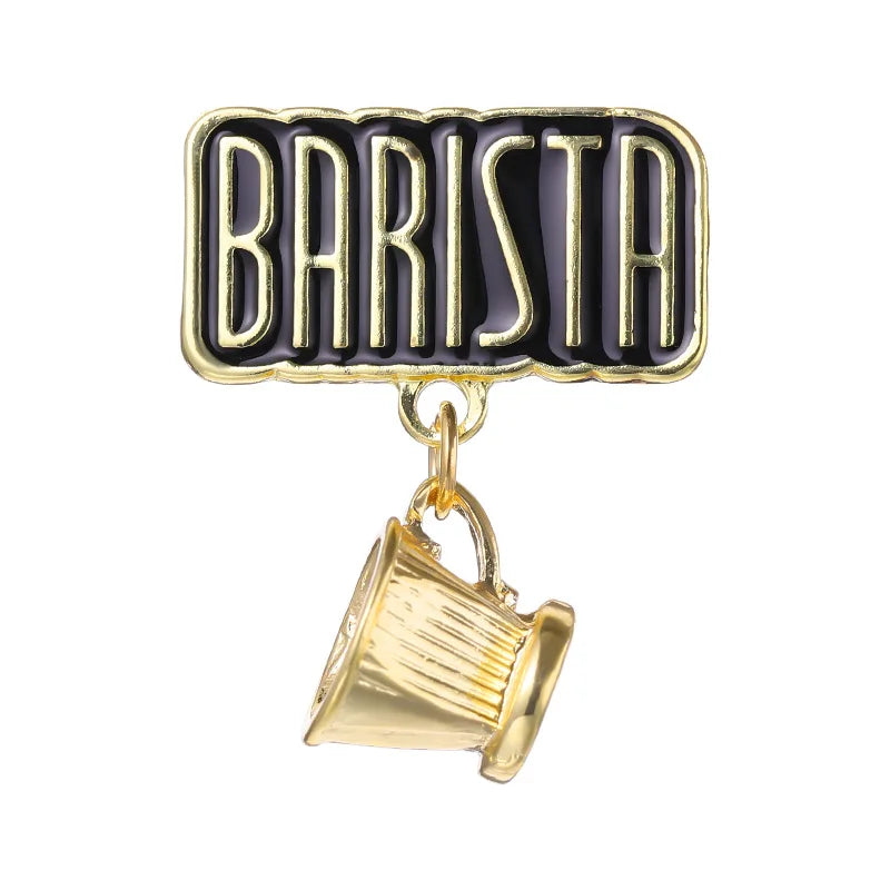Coffee Maker Enamel Brooch Pin