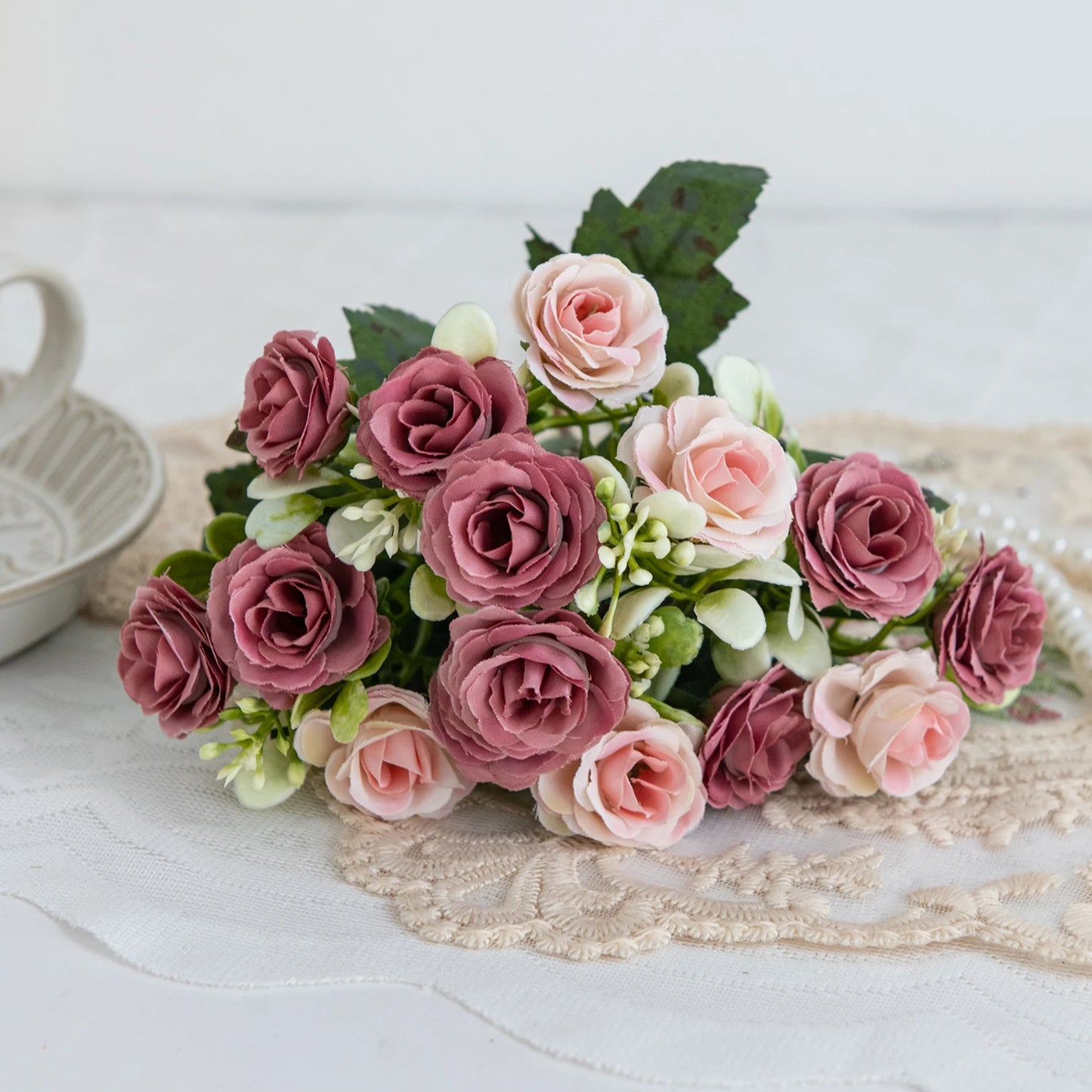 Silk Rose For Wedding arch Christmas Wreath Decoration Home Room bonsai Photography prop Valentine's Day Artificial Fake Flowers