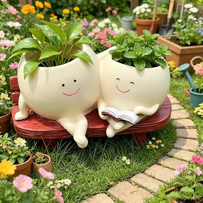 Unique Double-Headed Resin Planter