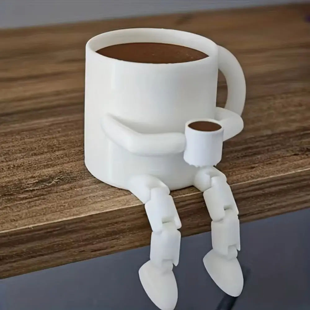 A 3D-Printed Exquisite Coffee Cup Ornament with Movable Joints, a Cute Brown Coffee Bean Mini Model Ornament, Suitable for Coffee Shops, Living Rooms, Bedrooms, Study Rooms, Bar Counter Tabletop Decorations, Small Ornaments f