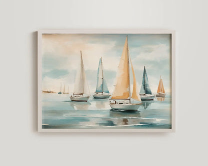 Nautical Sailboat Oil-Style Canvas Print | Retro Ocean Home Decor