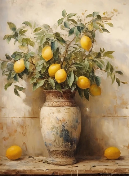 Retro Lemon Garden Canvas Wall Art 🍋🌿