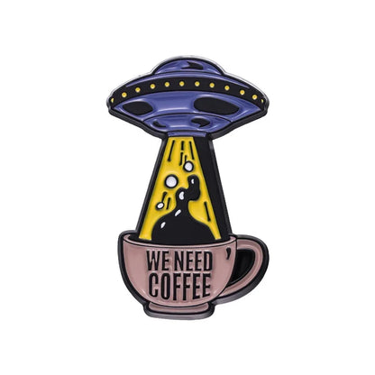 Coffee Maker Enamel Brooch Pin