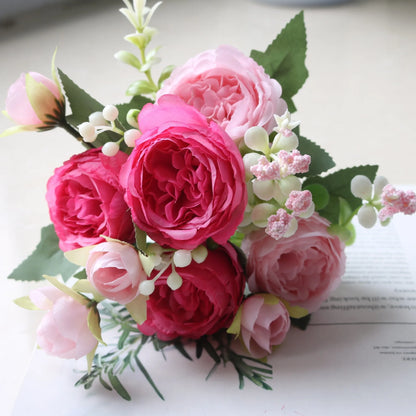 Premium Silk White Peony Artificial Flowers for Home Vase Decor