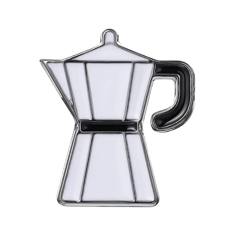 Coffee Maker Enamel Brooch Pin