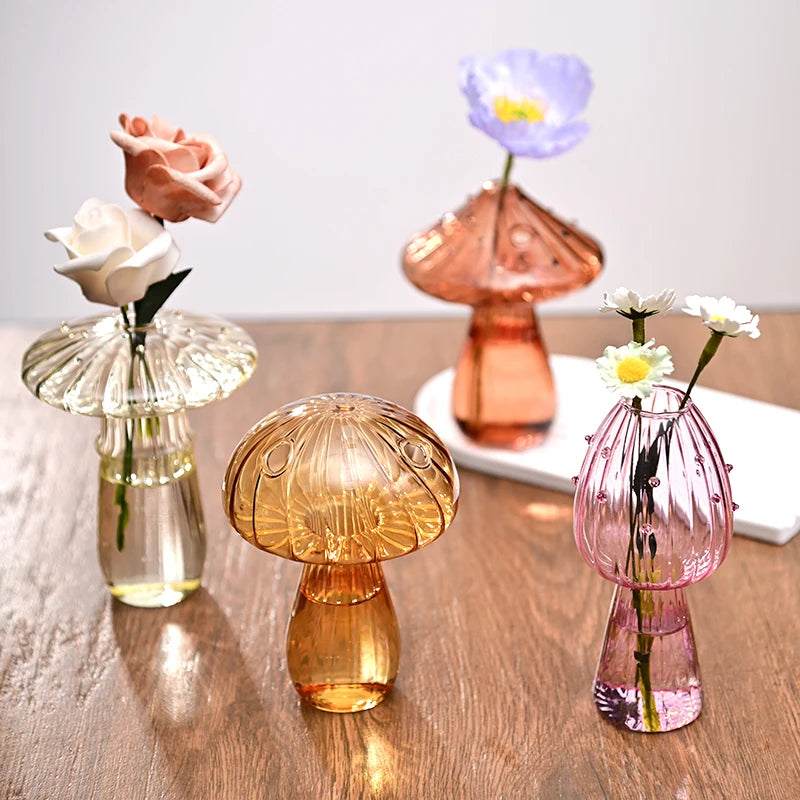 Mushroom Shaped Glass Vase – Hydroponic Plant & Home Decor