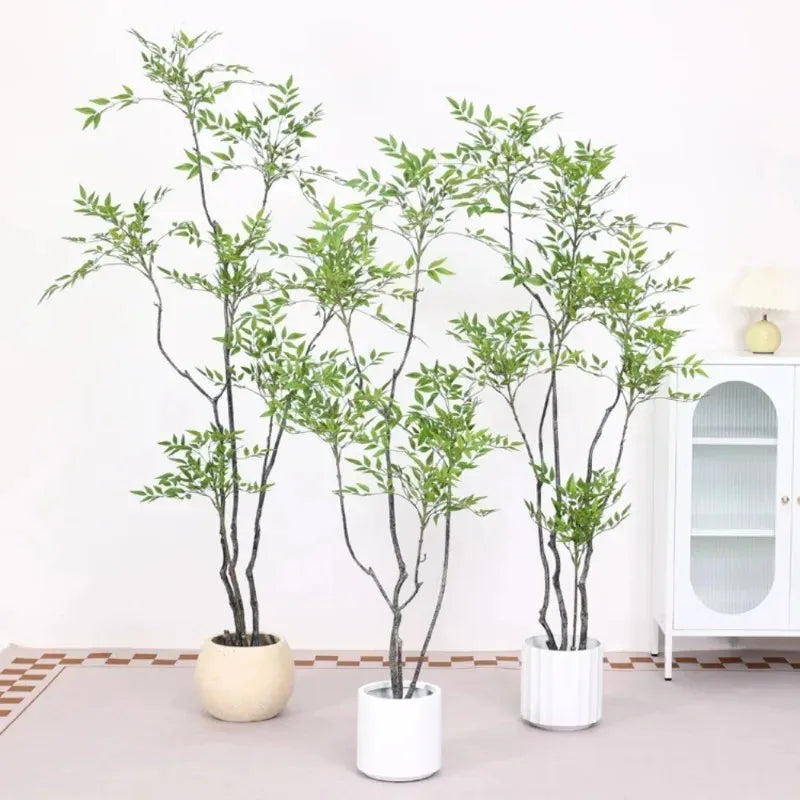 75-110cm Artificial Nandina Plant – Tropical Green Branch Decor