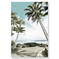 Tropical Beach Ocean Palm Tree & Banana Leaves Canvas Poster