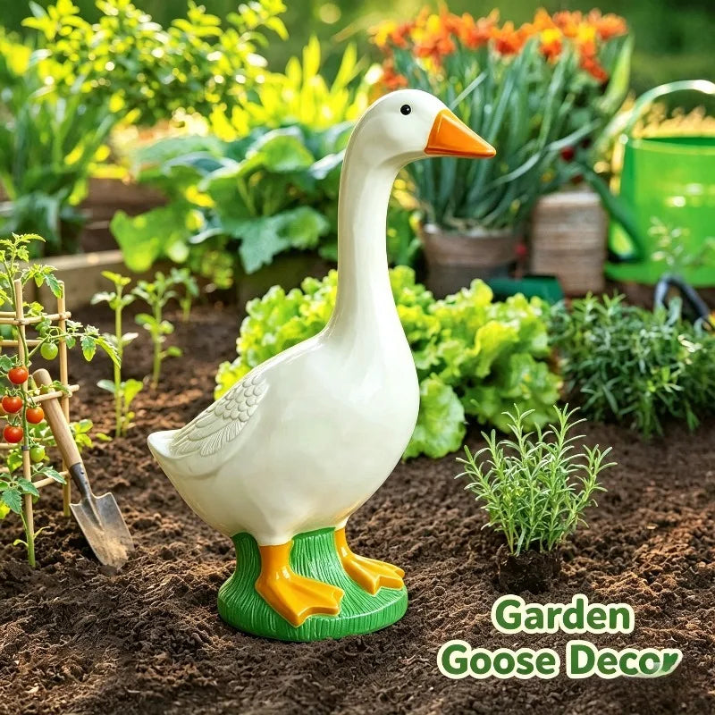 White Resin Porch Goose Statue Holiday Party Garden Yard Art Decor Original Design Outdoor Ornament