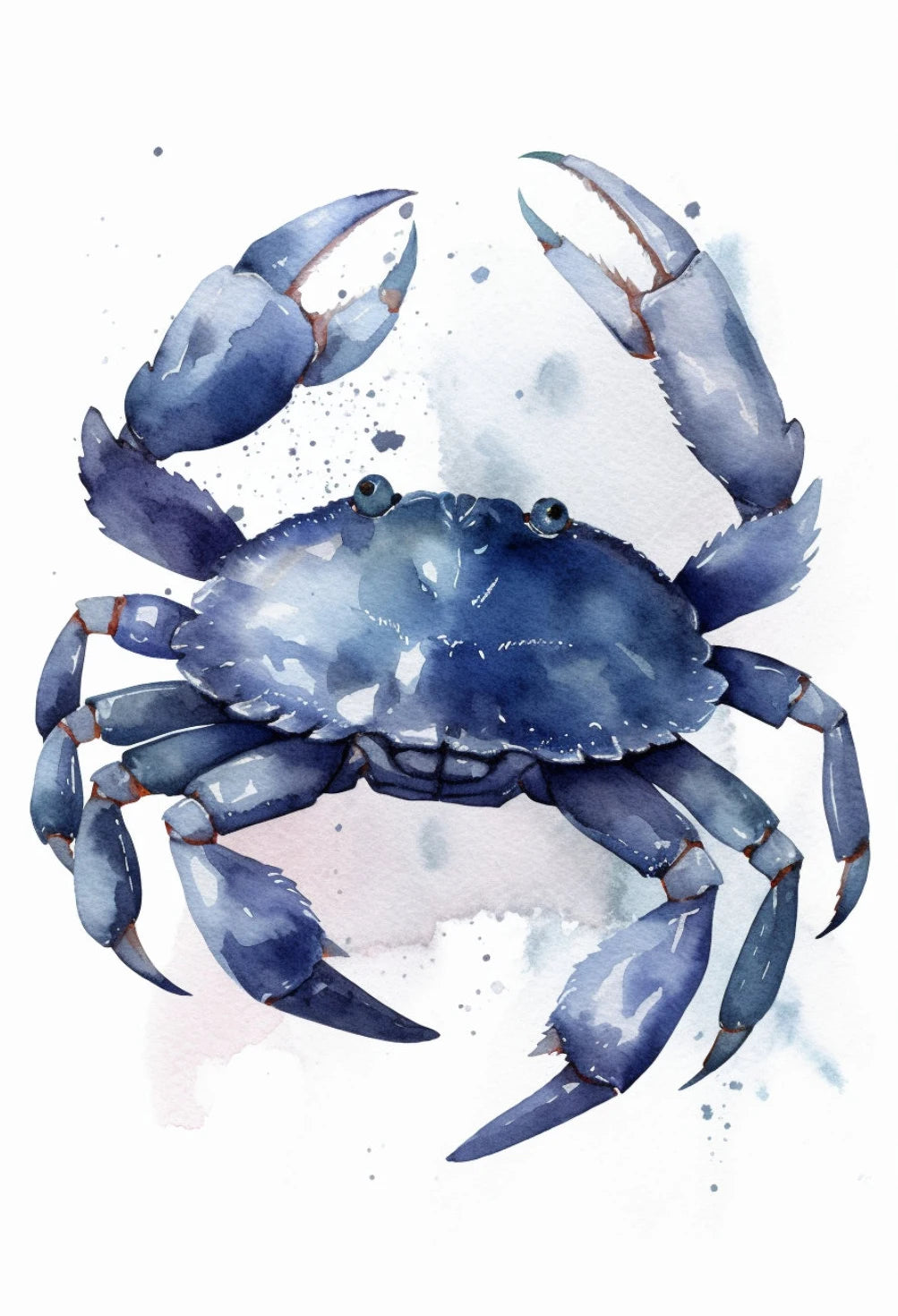 Watercolor Blue Coastal Sea Creatures Canvas Wall Art Posters