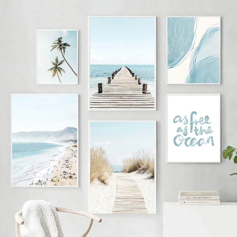 Ocean Beach Palm Tree Canvas Wall Art 🌴🌊🖼️