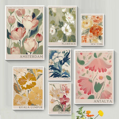 Abstract Retro Antalya Flower Art Canvas Poster