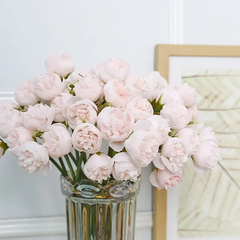 27-Heads Premium Rose Pink Silk Peony & Rose Bouquet