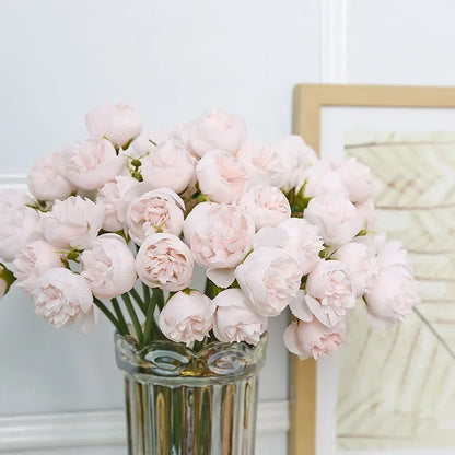 27-Heads Premium Rose Pink Silk Peony & Rose Bouquet