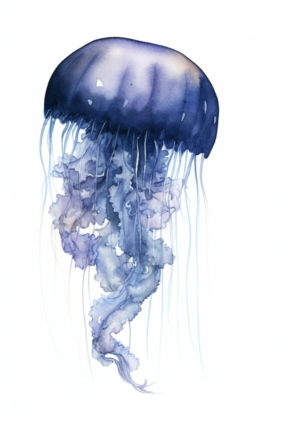 Watercolor Blue Coastal Sea Creatures Canvas Wall Art Posters