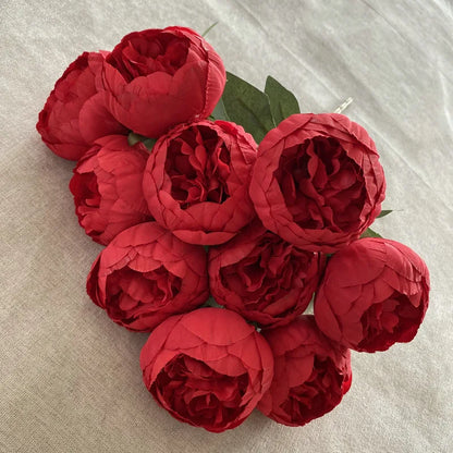 10-Heads Premium Silk Peony Bridal Bouquet with Big Buds