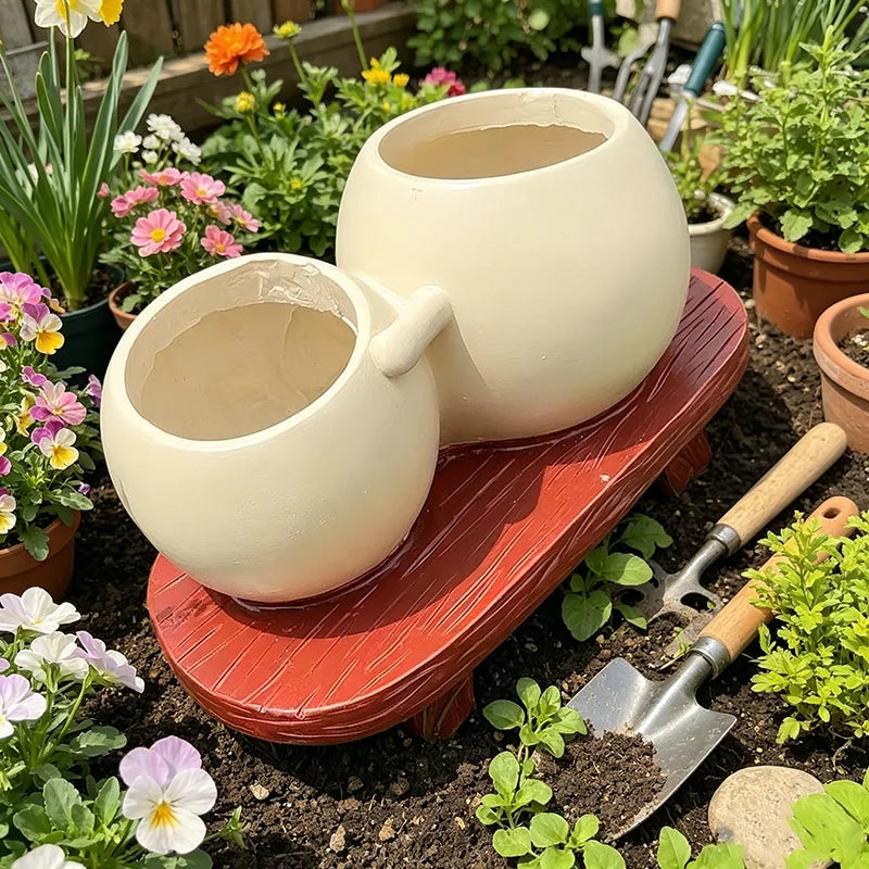 Unique Double-Headed Resin Planter