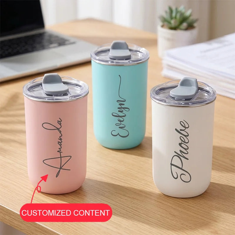 300ml Personalised Thermos Flask, Customised Stainless Steel Coffee Mug, Juice and Milk Mug The Perfect Gift for Men and Women