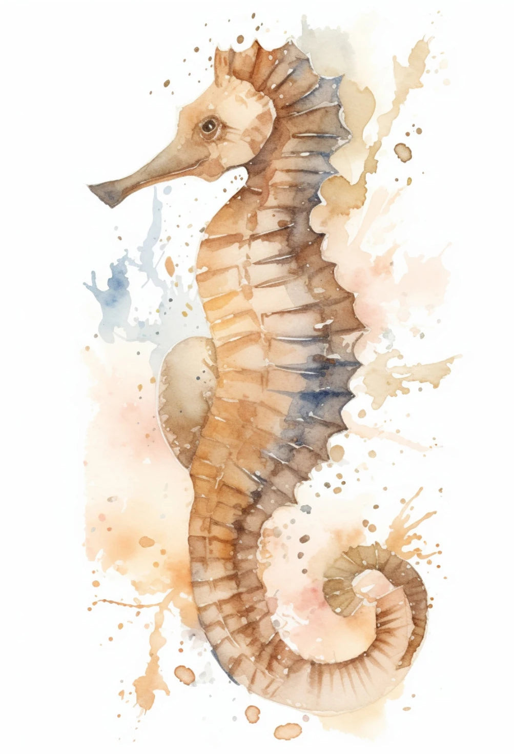Watercolor Blue Coastal Sea Creatures Canvas Wall Art Posters