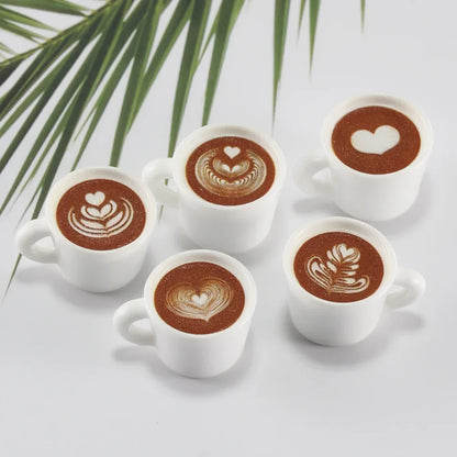 10pcs Cute Latte Art Coffe Cup Charms 3D Resin Drink Mug Pendants for Earring Necklace Keychain Dollhouse DIY Jewelry Making