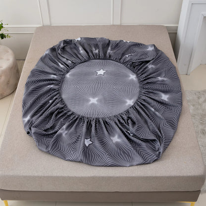Geometric Star Pattern Printed Fitted Sheet, 1-Piece Mattress Cover (Pillowcase and Pillow Insert Not Included), Simple Line Design Polyester Fiber 3D Dirt-Resistant Mattress Protector, Soft and Breathable Polyester Fitted Sh