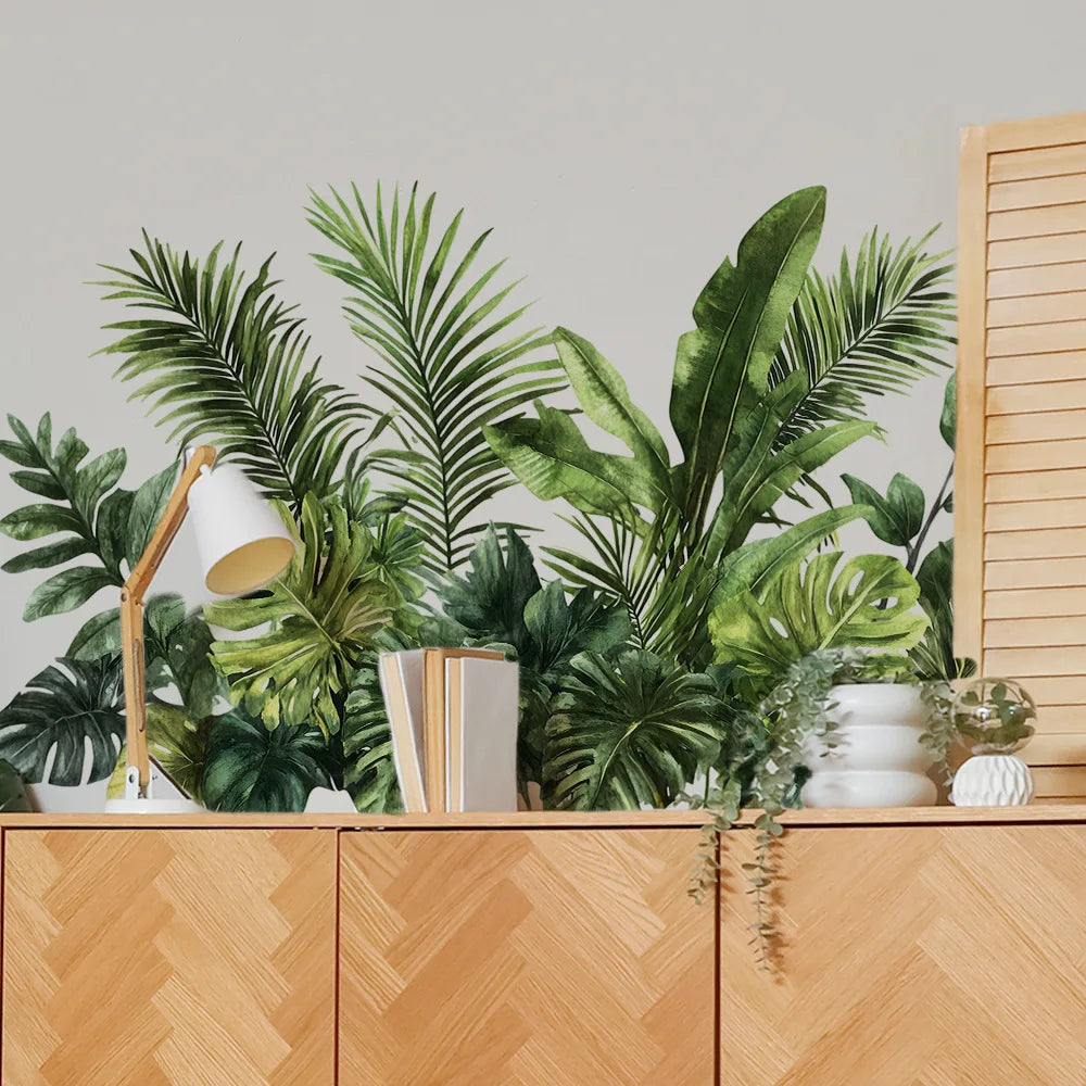 Watercolor Tropical Green Plants Wall Stickers (Removable Decals)