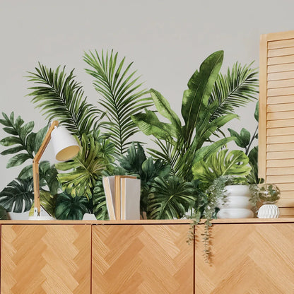 Watercolor Tropical Green Plants Wall Stickers (Removable Decals)