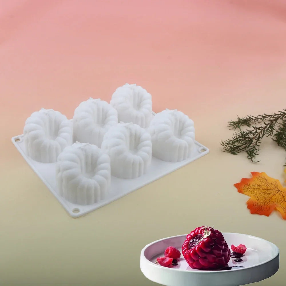 6-Cavity Raspberry Silicone Dessert Mold