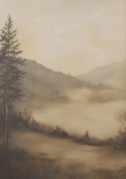 Cozy Vintage Country Tree Canvas Print | Landscape Wall Art