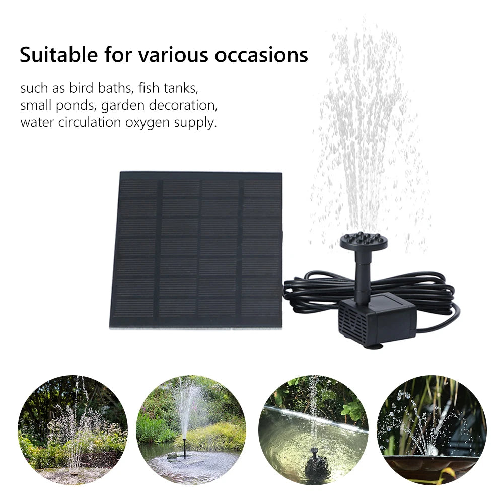 Solar Water Pond Pump Multifunctional with 6 Nozzles Hydroponics Submersible Pump Decorative Props for Pool Fountain Submersible
