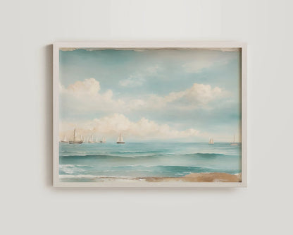 Nautical Sailboat Oil-Style Canvas Print | Retro Ocean Home Decor