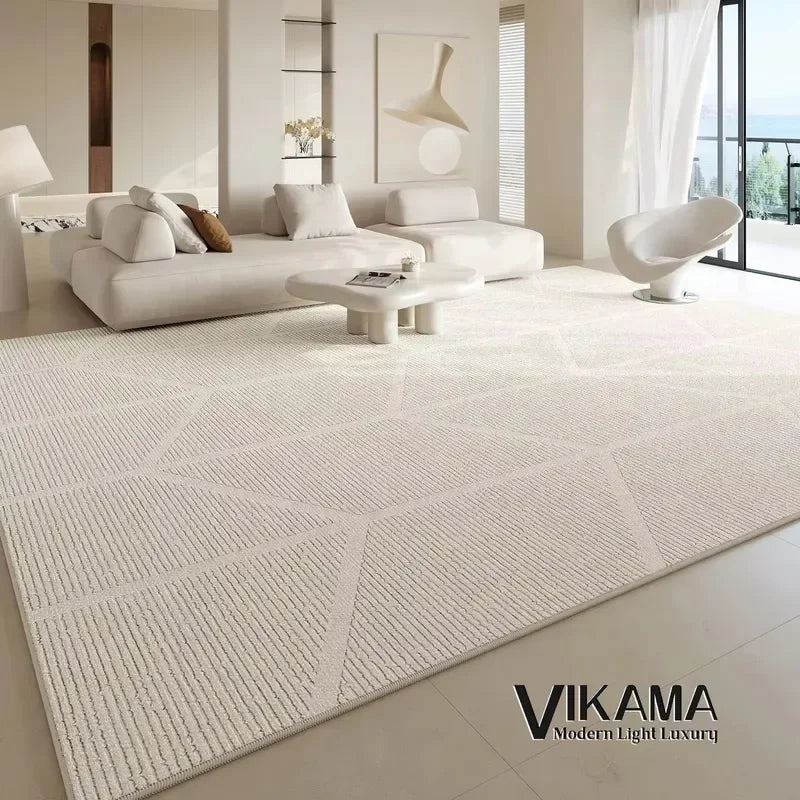 VIKAMA Carpet Living Room Light Luxury Deluxe Cream Wabi-Sabi Home Bedroom Bed Absorbent Dirt Resistant Mat Home Decoration