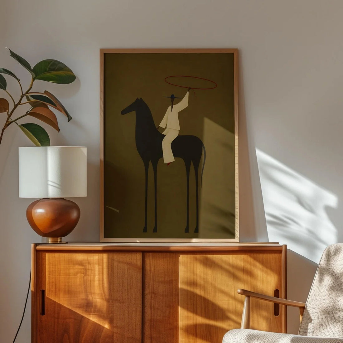 Vintage Abstract Horse Rider Canvas Print Poster Retro Minimalist Western Art Prints Living Room Bedroom Wall Art Home Decor