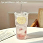 600ml Stripe Glass Cup with Lid & Straw 🥤✨