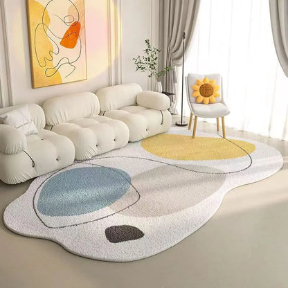 VIKAMA Irregular-Shaped Living Room Sofa, Coffee Table Carpet, Bedroom Stain-Resistant Crystal Velvet Floor Mat, Home Decoration