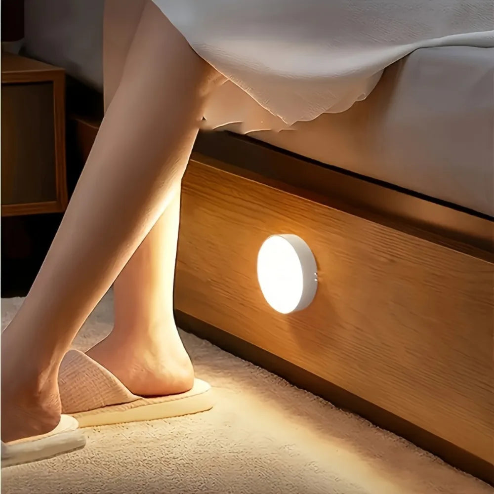 1/2/3/5pcs Smart Body Sensor LED Night Light, Hallway, Closet, Bedroom, Bedside Sensor Circular Light Stair Wireless Night Light