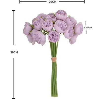 27-Heads Premium Rose Pink Silk Peony & Rose Bouquet