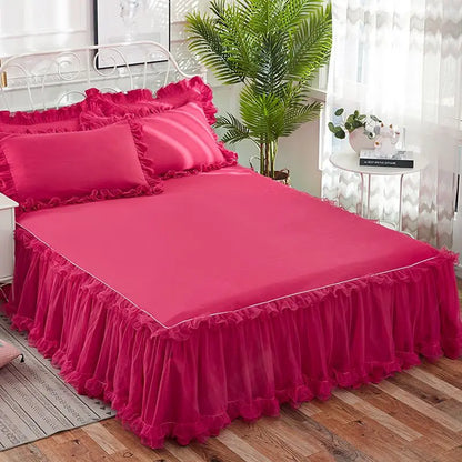 Korean Lace Bed Skirt Single Piece Princess Bedspread Thickened Mattress Non-Slip Bed Sheet Cover