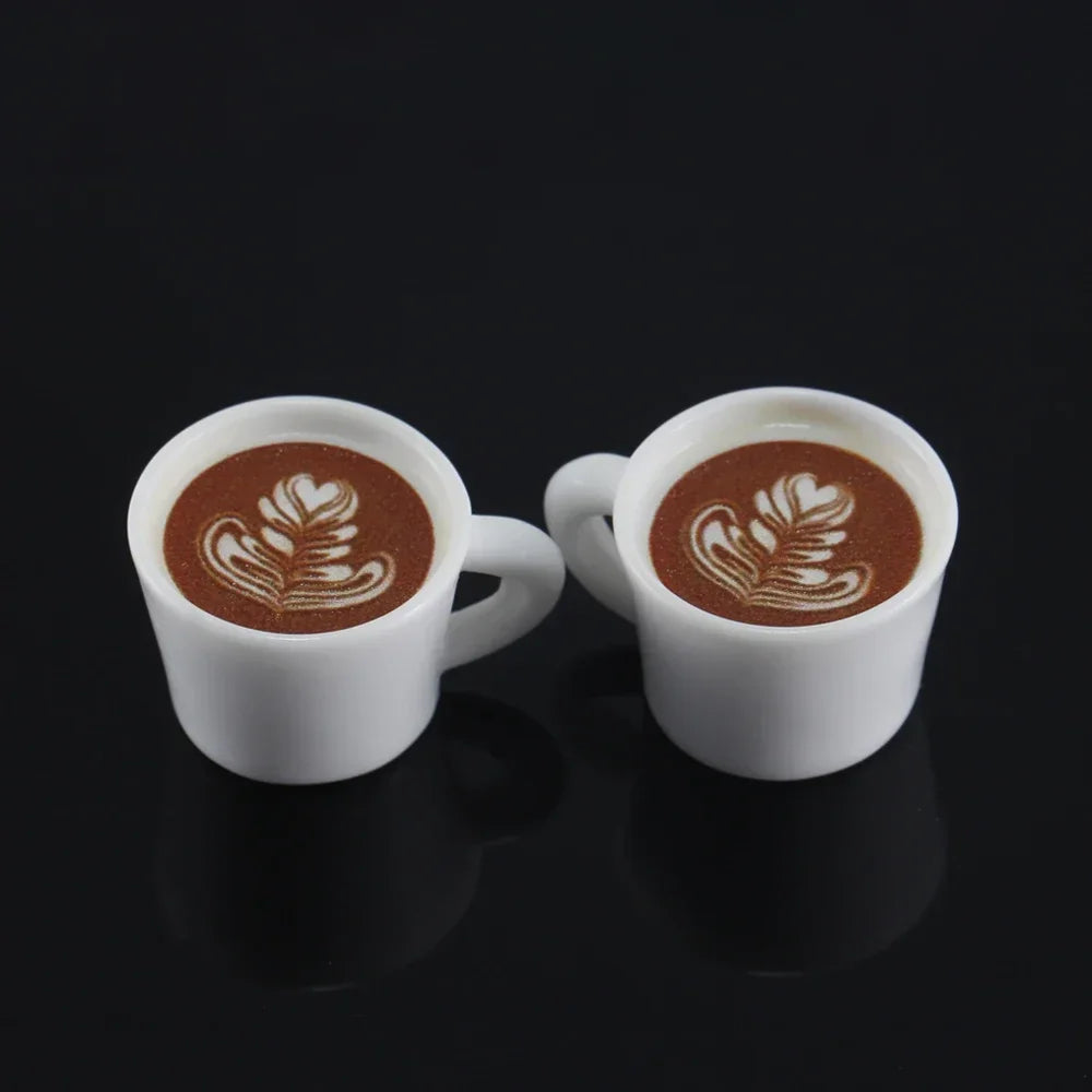 10pcs Cute Latte Art Coffee Cup Charms 3D Resin Drink Mug Pendants for Earring Necklace Keychain Dollhouse DIY Jewelry Making
