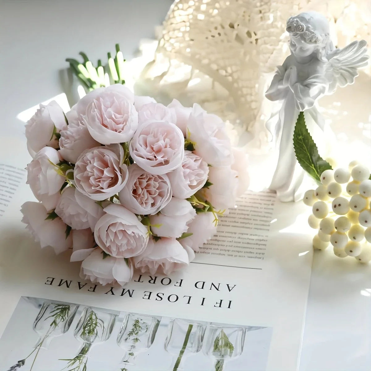 27-Heads Premium Silk Artificial Peony Bridal Bouquet